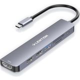LENTION - CE18 - USB C Hub - Ruimte Grijs - Aluminium - 7-in-1 Functies