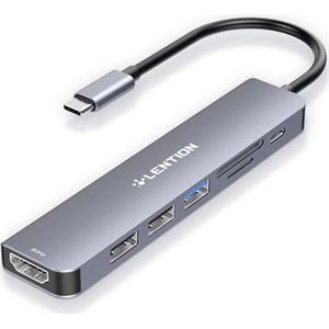 LENTION - CE18 - USB C Hub - Ruimte Grijs - Aluminium - 7-in-1 Functies