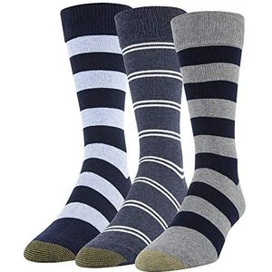 Gold Toe Heren Tijdloze Classics Crew Sokken (Pack van 3), Grey/Denim/Angel Blue, L