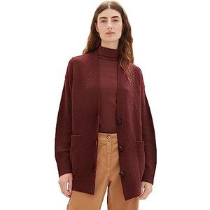 TOM TAILOR Dames Longstyle Cardigan met zakken, 32404-raisin melange, XXL
