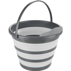 Avilia Opvouwbare emmer 10 l met geïntegreerde zeef en ergonomische handgreep, van polypropyleen, ook ideaal voor reizen of kamperen, grijs, 33 x 31,5 x 24 cm