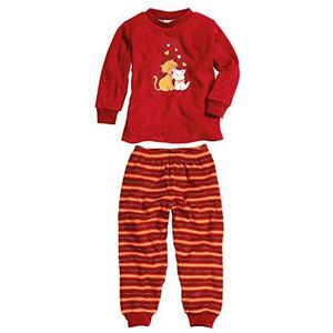 Playshoes Tweedelige pyjama voor meisjes, badstof, katten, rood, 140 cm