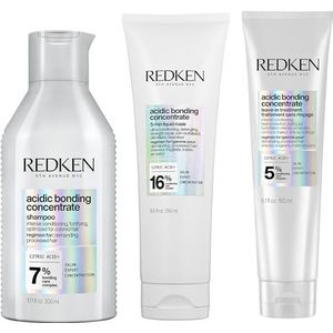 Redken, Routine voor Beschadigd, Veeleisend en Gekleurd Haar, set van Shampoo, Masker en Leave-In, Herstelt Intensief en Beschermt tegen Haarbreuk, voor Sterker Haar, Acidic Bonding Concentrate