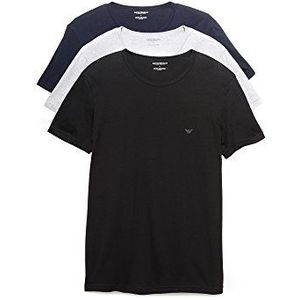 Emporio Armani Heren katoenen T-shirt met ronde hals, verpakking van 3 stuks, Grijs/Navy/Zwart, XL