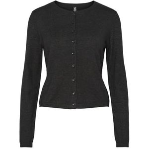 PIECES PCNATALIE LS O-hals gebreide cardigan, dark grey melange, S