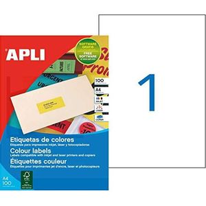 APLI 100753 meerzone Boîte De 100 etiketten, A4 210 x 97 mm rood