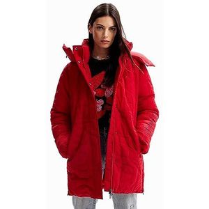 Desigual Dames Tulip Woman Woven Padded Long Overcoat, rood, XS