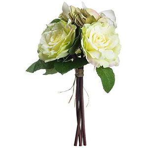 Groen en wit hortensia en roos boeket