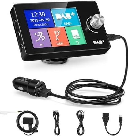 Auto DAB/DAB+ Radio Adapter - Draagbare Digitale Radio - 2,8 Inch Kleurrijk Display - Bluetooth FM-zender