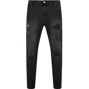 Urban Classics Slim Fit Jeans, Realblk Heavy Destroyed Washed, maat 31/32, Realblk Heavy Destroyed Washed, 42/46