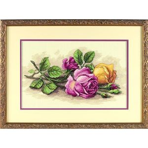 Dimensions - Borduurpakket - Rozenknipsels - 13720 - Handwerk voor Volwassenen - 14 count Aida - 36 x 23 cm