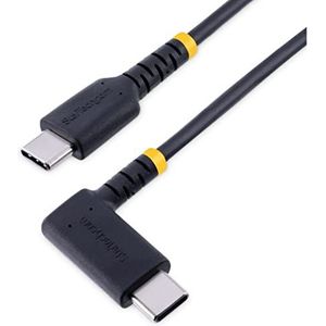 StarTech.com 30cm USB-C Oplaadkabel, Haakse USB-C Kabel, 60W PD 3A, Robuuste Fast Charge USB-C Kabel, USB 2.0 Type-C, Korte USB Laadkabel met Aramide Vezel, Zwart (R2CCR-30C-USB-CABLE)