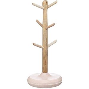 KitchenCraft Serenity Mokkenboom van hout, mangohout/marmer, bruin/roze, 15 x 36 cm