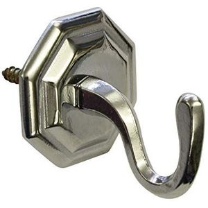 GARDINIA Decoratieve haak, klassiek, embrasse-haak, lengte: 4 cm, Ø 38 mm, metaal, chroom