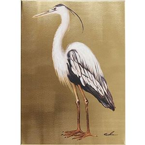 Kare Design foto Touched Heron Left, XXL canvas foto op spieraam, wanddecoratie met vogel, kleurrijk, goud (H/B/D) 70x50x4cm