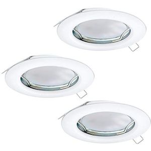 EGLO Peneto Set van 3 inbouwspots van staal in wit, GU10-fitting, inclusief ledlampen, vlakke spot, diameter: 7,8 cm