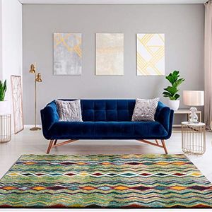 Universeel Zaria Zigzag etnisch geometrisch tapijt, 120 cm Lengte x 170 cm Breedte, Multi-Color