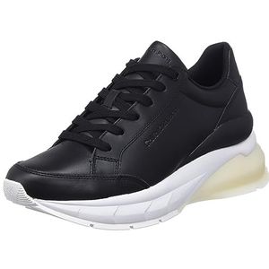 Calvin Klein Vrouwen Wedge Runner Lace Up Wn Chunky Sole Sneaker, zwart/helder wit, 6 UK, Zwart Helder Wit, 39 EU