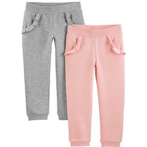 Simple Joys by Carter's Pull-on fleece broek voor kleine meisjes, 2 stuks, Grijs/Roze, 2 jaar