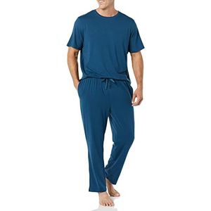Amazon Essentials Katoenen modale pyjamaset voor heren, donkerblauw, medium