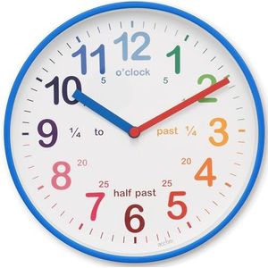 Acctim Wickford Kids Teaching Wandklok Quartz Rainbow Dial Quarter Markers Blauw 20cm 22529
