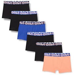 Dim Ecodim Boxershorts voor jongens, katoen, stretch, kleurrijk, 6 stuks, blauw/zwart/oranje/zwart/zwart, 12 Jaren