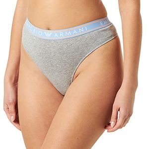 Emporio Armani High Waist Thong Iconic Logo Band Tanga Slipje voor dames, Grijs (Lichtgrijze mengeling), S