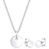 Elli Sieraden Set sieradenset cirkel geo halsketting oorknopjes basic 925 zilver