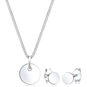 Elli Sieraden Set sieradenset cirkel geo halsketting oorknopjes basic 925 zilver