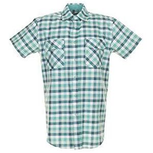 Maat 37/38 heren Planam overhemden Countryhemd 1/4-mouw groen geruit model 0487