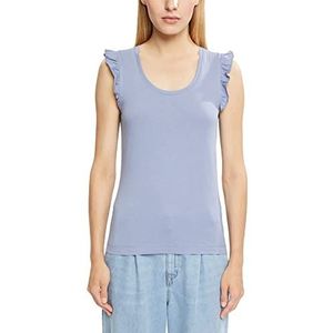 ESPRIT T-shirt met ruches, Lichtblauwe lavender., XL