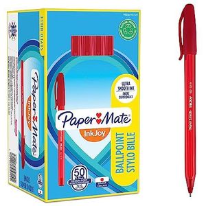 Paper Mate InkJoy 100ST balpen, medium punt (1,0 mm), rood, 50 stuks