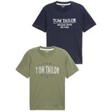 TOM TAILOR - Shirt - Marine - Kaki - Offwhite - 2 Pack - Kwartmouw