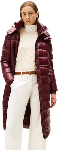 TOMMY HILFIGER - Tussenmantel - Donkerrood - Gewatteerde Jas - Lange Pasvorm