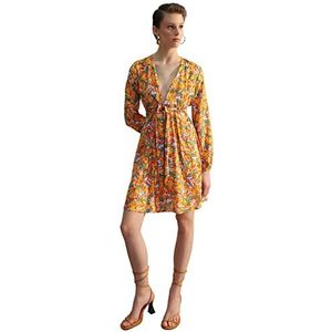 Trendyol Dames Skater Regular fit geweven jurk, oranje,38, Oranje, 36