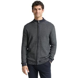 TOM TAILOR Gebreide herenjas, 39373 - Navy Offwhite Dot Stripe, XL