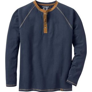 Legendary Whitetails Men's Recluse Henley Long Sleeve Brushed Cotton Shirt, Navy, X-Large