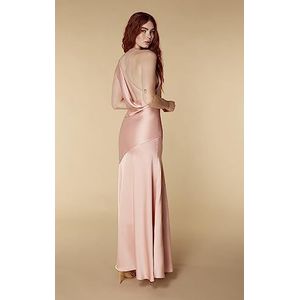 Jarlo London Nay Asymmetrische maxi-jurk met col en dijsplit, Blush, UK 6, Blozen, 32