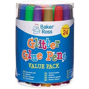 Baker Ross kleurrijke glitterstickers voor kinderen - creatief knutselmateriaal voor decoratie (24 stuks)