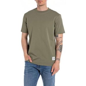 Replay Heren T-shirt met korte mouwen van katoen, Light Military 408, L