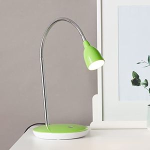 Brilliant Basic led-bureaulamp, functionele tafellamp met flexibele arm en drukschakelaar aan de basis voor kinder- of tienerkamers, van kunststof/metaal, in ijzer/groen, Ø 16 cm