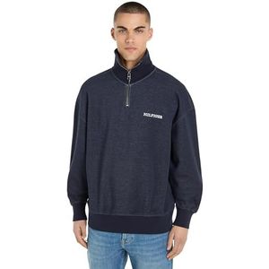 Tommy Hilfiger Heren Monotype Honingraat 1/4 Zip 1/2 Zip, Blauw, L, woestijn hemel, L