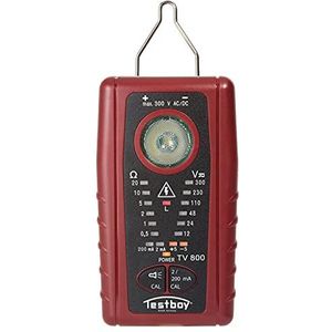 Testboy TV 800 laagohmige tester met 200 mA volgens EN 61557-4 (continuïteitstest inclusief spanningstest tot 300 V AC/DC, geïntegreerde high-performance LED, contactloze spanningstester), rood