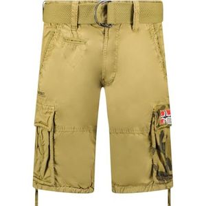 Geographical Norway Pasteque Heren Bermuda Casual Katoen - Shorts Heren Sport Cargo - Korte Bermudashorts met riem Normale pasvorm - Heren Lente Zomer (Mastiek S), Afdichtingsmiddel, S