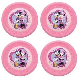 Procos - Minnie Mouse Junior plastic bord, 4 stuks, herbruikbaar, feestservies voor verjaardag of themafeest, Mickey