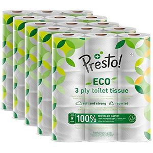 by Amazon Toiletrol, 3-laags 100% gerecycled, zacht en sterk, 45 rollen (5 verpakkingen van 9), 200 vellen per rol, FSC-gecertificeerd