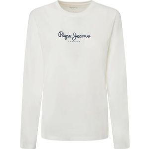 Pepe Jeans Dames Fiore Ls, T-shirt, wit, XS, Wit (wit), XS