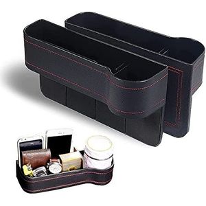 2 Stuks Multifunctionele Autostoel Gap Filler,Autostoel Gap Filler Lederen Autostoel Gap Organizer Center Console Opbergdoos,Voor Auto Accessoires Interieur Holding Telefoon Portemonnee Cup Houder