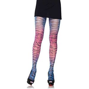 Regenboog Zebra Print Tights, blauw - blauw - blauw/roze, Eén maat