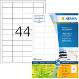 HERMA 10726 Recycling etiketten DIN A4 klein (48,3 x 25,4 mm, 80 vellen, gerecycled papier, mat) zelfklevend, bedrukbaar, permanent hechtende adreslabels, 3.520 zelfklevende etiketten, natuurlijk wit